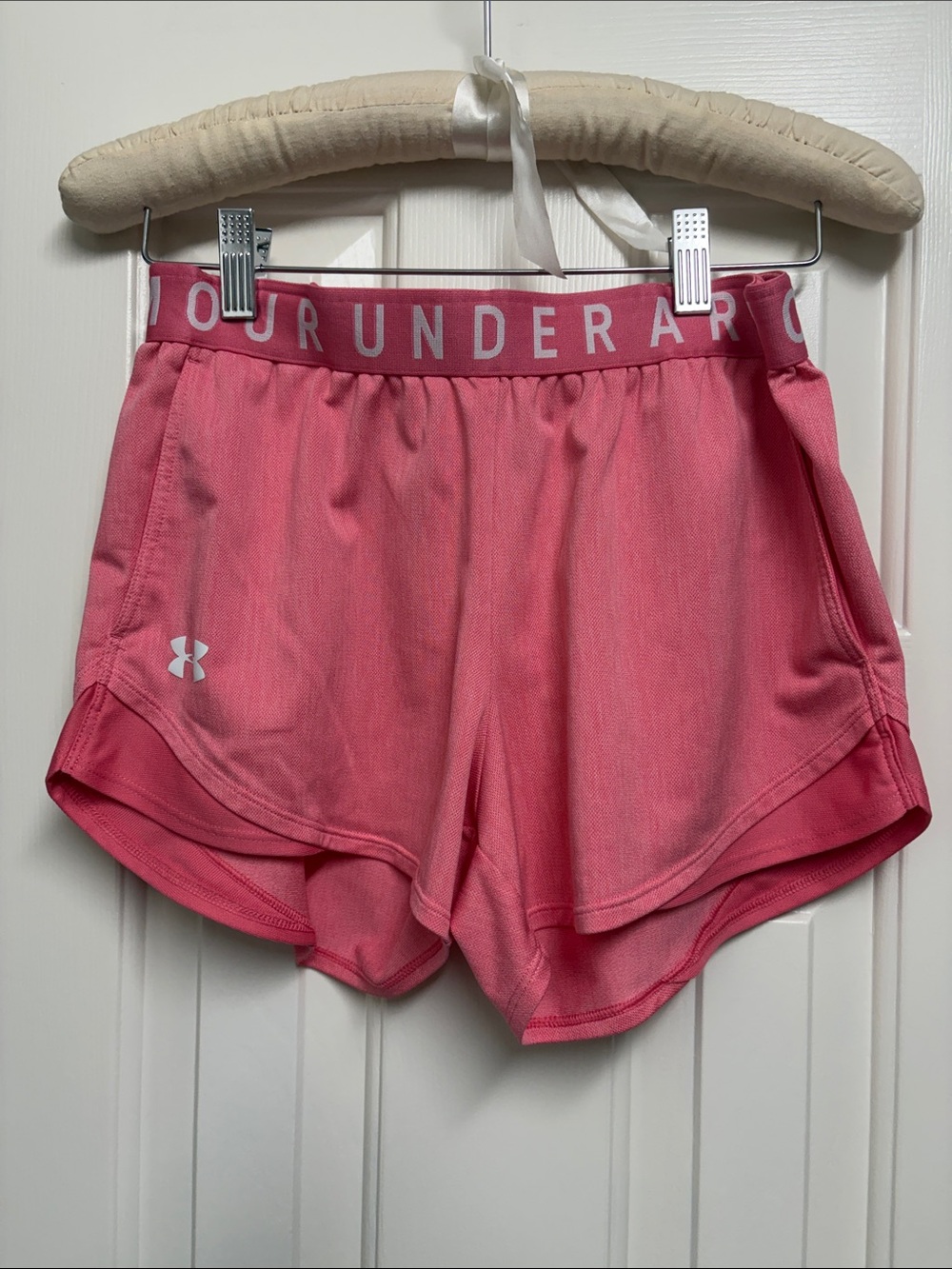Under Armour Pink Women's Athletic Shorts with Branded Waistband